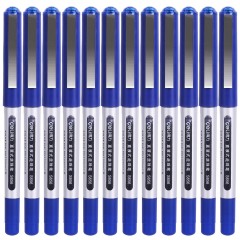 得力 S656中性笔直液式签字笔 0.5mm水笔学生办公红蓝水性笔