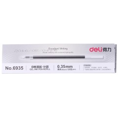 得力 6935针管中性笔芯 0.35mm 财务用笔水笔替芯 20支/盒 黑色