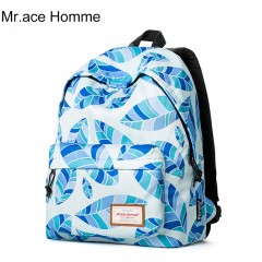 mracehomme夏季学生书包韩版潮双肩包女休闲背包大容量电脑包男