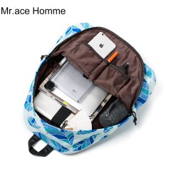 mracehomme夏季学生书包韩版潮双肩包女休闲背包大容量电脑包男