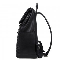 皮尔卡丹 双肩包男真皮编织新款休闲旅行背包书包休闲电脑包