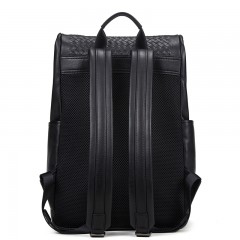 皮尔卡丹 双肩包男真皮编织新款休闲旅行背包书包休闲电脑包