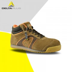 代尔塔 牛皮高帮板鞋劳保安全鞋工地透气防砸防刺穿男鞋防静电轻便