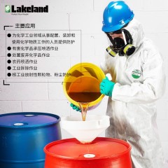 雷克兰 防化服 带帽连体服工作服 防酸碱化学防护服防油无尘服