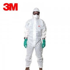 3M 4545带帽连体防护服 防护粉尘颗粒物及液体有限喷溅