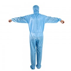 谋福 防静电四连体服无尘工作连帽连体服洁净四连体衣服 蓝色. XL