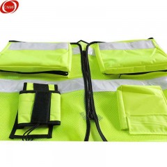 谋福 荧光黄反光马甲背心可挂对讲机 施工骑行反光马甲安全衣服