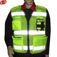 谋福 荧光黄反光马甲背心可挂对讲机 施工骑行反光马甲安全衣服