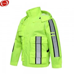 谋福 荧光绿摩托车电动车警示雨衣 男女分体反光骑行裤服装套装