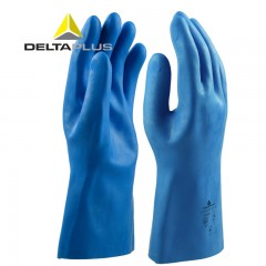 代尔塔 蓝色乳胶手套工业劳保防化防水加厚清洁家用耐磨耐酸碱防油 201920