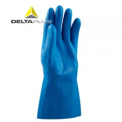 代尔塔 蓝色乳胶手套工业劳保防化防水加厚清洁家用耐磨耐酸碱防油 201920