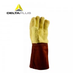 代尔塔 203007耐高温 隔热防切割 工业防护牛皮袖口劳保手套