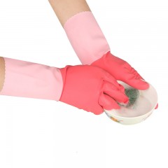 妙洁绒里手套耐久型中号增厚家务清洁防水塑胶手套（非加绒防冻款