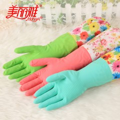 美丽雅 特长保暖手套 乳胶绒里手套 特长家务手套 保暖洗衣手套HC017412