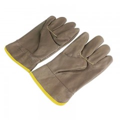 谋福 牛皮电焊短款手套防热烫皮手防咬隔热手套烧焊焊工手套 深色HTGGQS