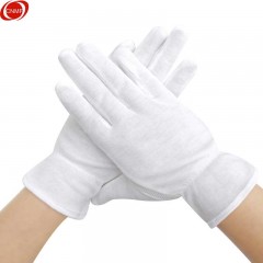 谋福 白色点胶防滑手套 棉毛作业点塑劳保 颗粒胶点礼仪司机工作