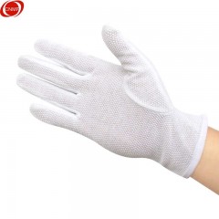 谋福 白色点胶防滑手套 棉毛作业点塑劳保 颗粒胶点礼仪司机工作