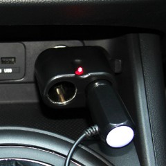 YAC 车载点烟器一拖三带灯插座1米延长线  PZ-178