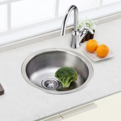 摩恩 厨房304不锈钢圆形水槽单槽套餐 洗菜盆淘菜盆水池圆槽 23607
