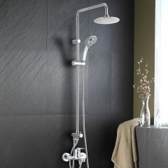 摩恩 花洒套装挂墙式全铜冷热淋浴花洒浴室淋雨增压顶喷头 12333EC