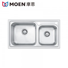 摩恩 厨房304不锈钢水槽双槽套餐加厚手工洗菜盆洗碗池水盆 28002SL