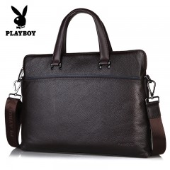 花花公子 男士简约时尚头层牛皮手提包商务休闲包  PBE1681-5B