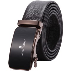 梦特娇 皮带男士商务正装裤带青年牛皮革自动扣腰带60011