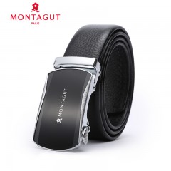 梦特娇 男士皮带商务正装自动扣腰带青年牛皮革简约裤带70021