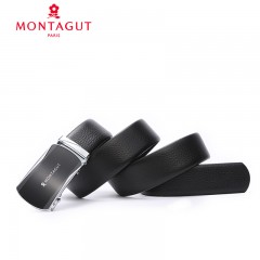 梦特娇 男士皮带商务正装自动扣腰带青年牛皮革简约裤带70021