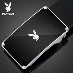 花花公子 男士皮带真皮平滑扣休闲商务青年日韩版潮流板扣牛皮腰带