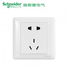 施耐德 开关插座 二三插座 五孔插座10A 墙壁电源插座面板 睿意白