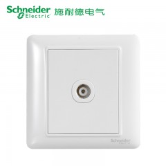 施耐德 电视插座 86型家用墙壁 单联有线闭路信号面板 睿意白色