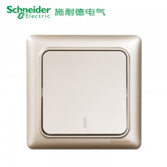 施耐德 电气 一开单控 一位单联 墙壁电源开关插座面板 睿意金色