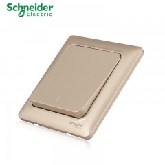 施耐德 电气 一开单控 一位单联 墙壁电源开关插座面板 睿意金色