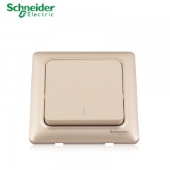 施耐德 电气 一开单控 一位单联 墙壁电源开关插座面板 睿意金色