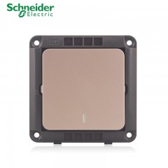 施耐德 电气 一开单控 一位单联 墙壁电源开关插座面板 睿意金色