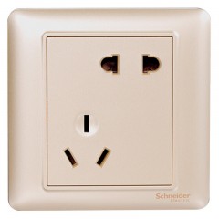 施耐德 开关插座 睿意香槟金 错位五孔 面板墙壁二三5孔插座电源