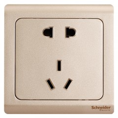 施耐德 开关插座 面板 轻逸系列格调金 10A五孔电源插座二三插