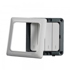 施耐德 电气四开单控开关 四位四联 暗装家用墙壁 面板 睿意白色