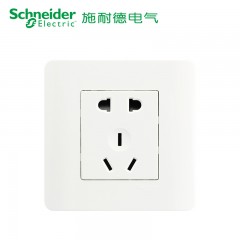 施耐德 电气 二三插五孔插座墙壁电源开关插座面板10A 轻点经典白