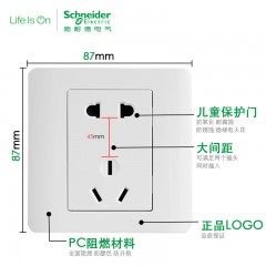 施耐德 电气 二三插五孔插座墙壁电源开关插座面板10A 轻点经典白