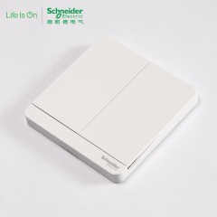 施耐德 单控开关 绎尚镜瓷白 二开双控 暗装双开开关插座面板