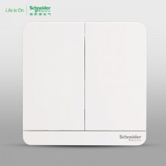 施耐德 单控开关 绎尚镜瓷白 二开双控 暗装双开开关插座面板