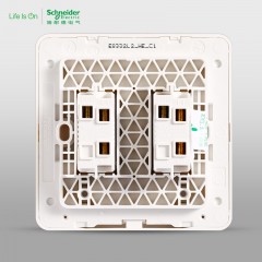 施耐德 单控开关 绎尚镜瓷白 二开双控 暗装双开开关插座面板