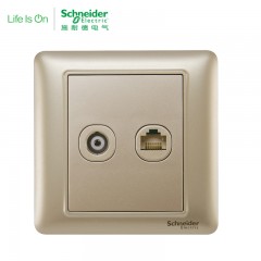施耐德 电气 电视电脑插座 家用信息电视面板 墙壁弱电 睿意金色