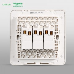 施耐德 三位三开三联单控 电源开关面板16A 绎尚金