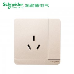 施耐德 带开关一开三孔 空调电源插座面板16A 绎尚金