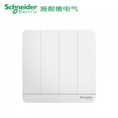 施耐德 四位四联四开单控 开关面板16A 绎尚镜瓷白