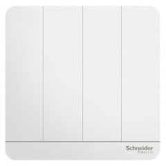 施耐德 四位四联四开单控 开关面板16A 绎尚镜瓷白