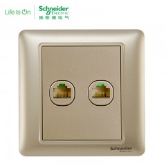 施耐德 开关插座睿意香槟金面板网络网线信息插座开关双电脑插座